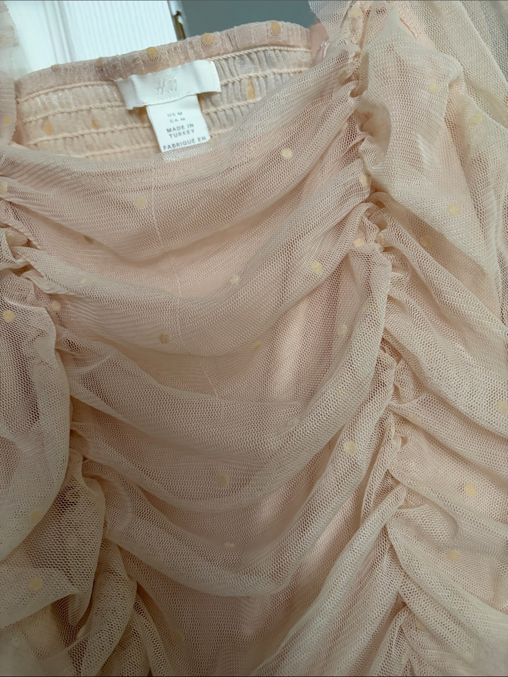Sheer Ruched Puff Sleeve Top - Picture 2 of 3